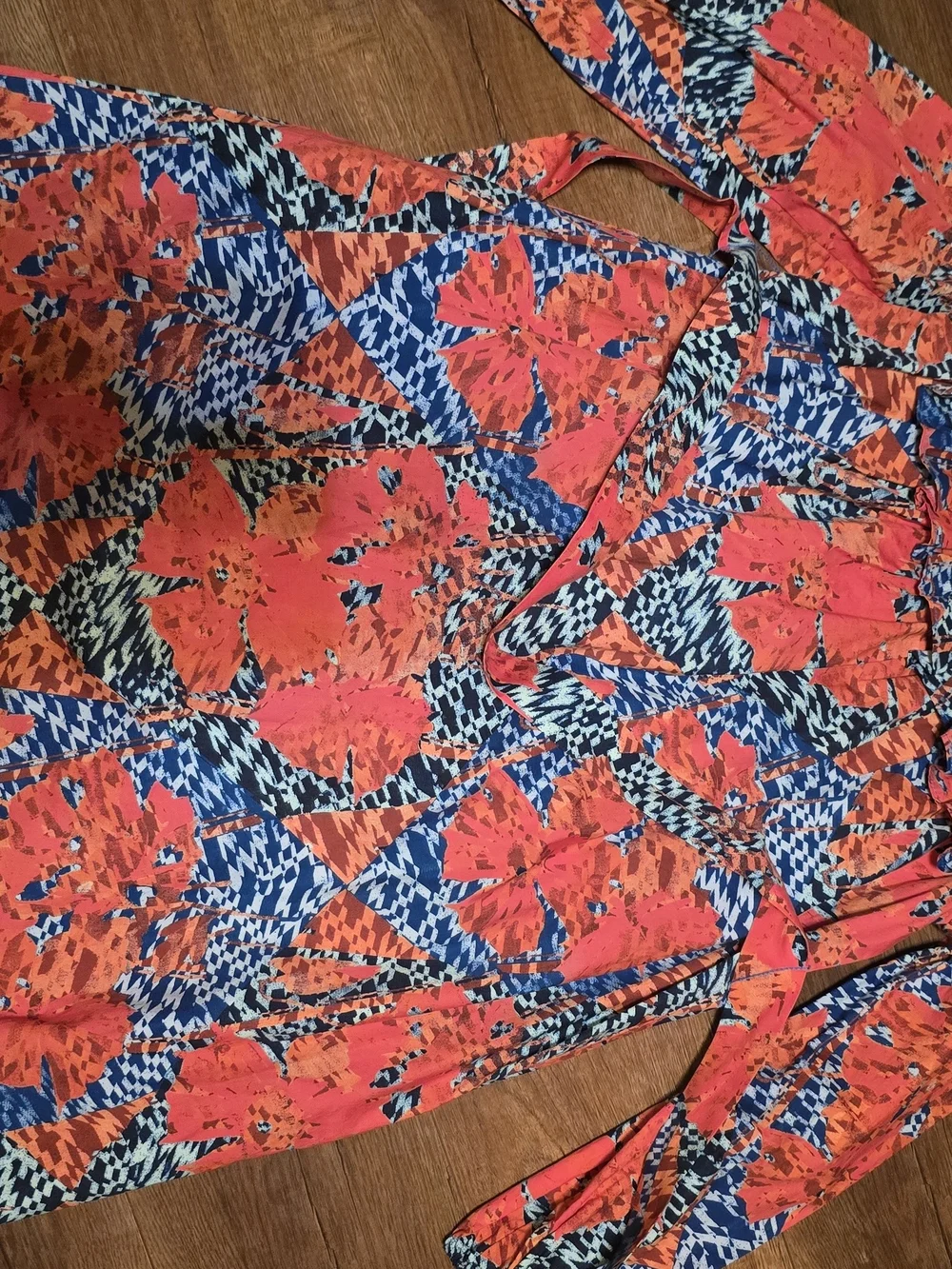 Ulla Johnson Coral and Blue Floral Kimaya  Dress